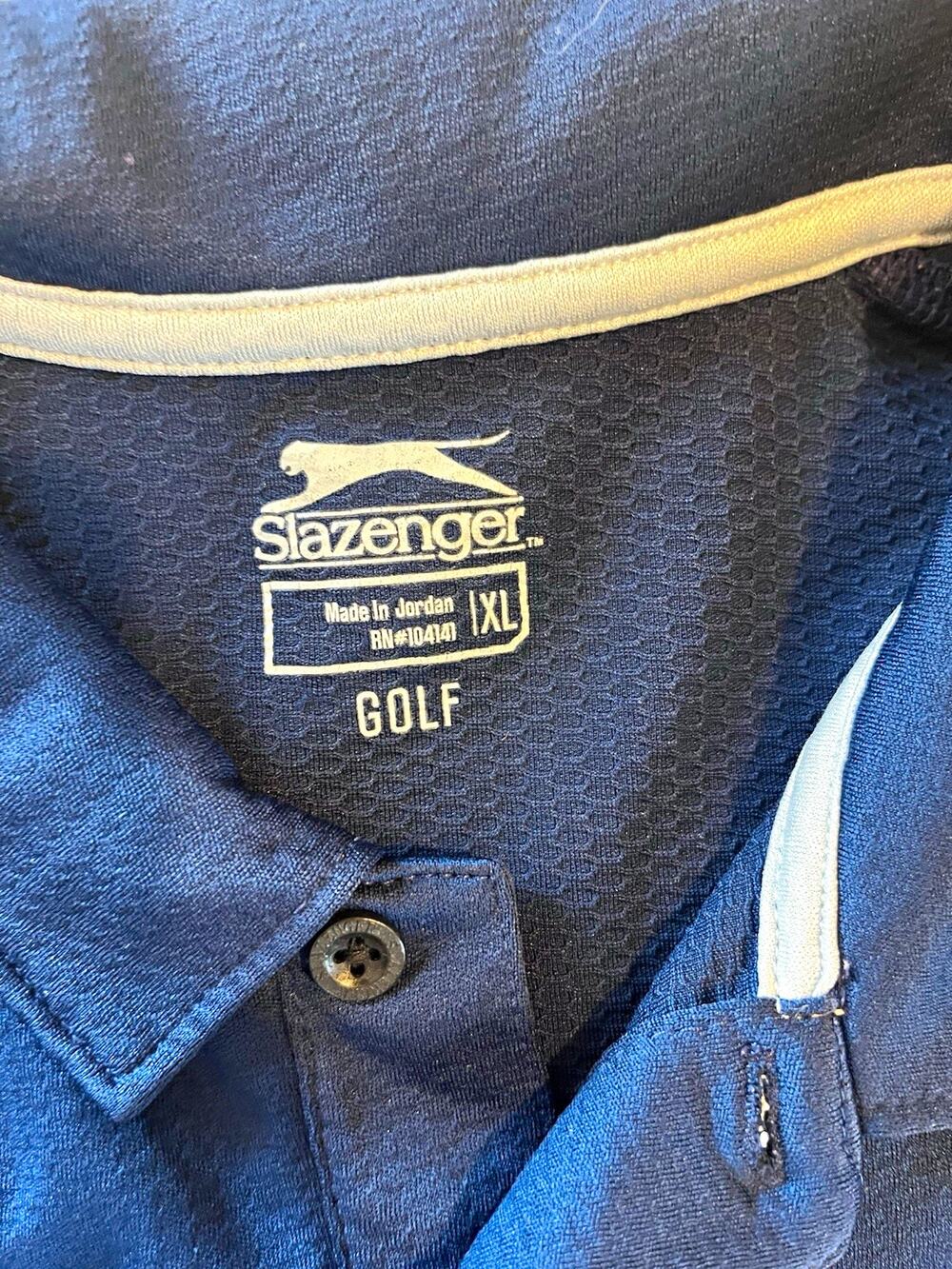 Slazenger Golf Men's XL Blue Breathable Polo Shirt Short Sleeve Button Logo
